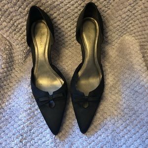 Black Ann Taylor Satin Kitten Heels